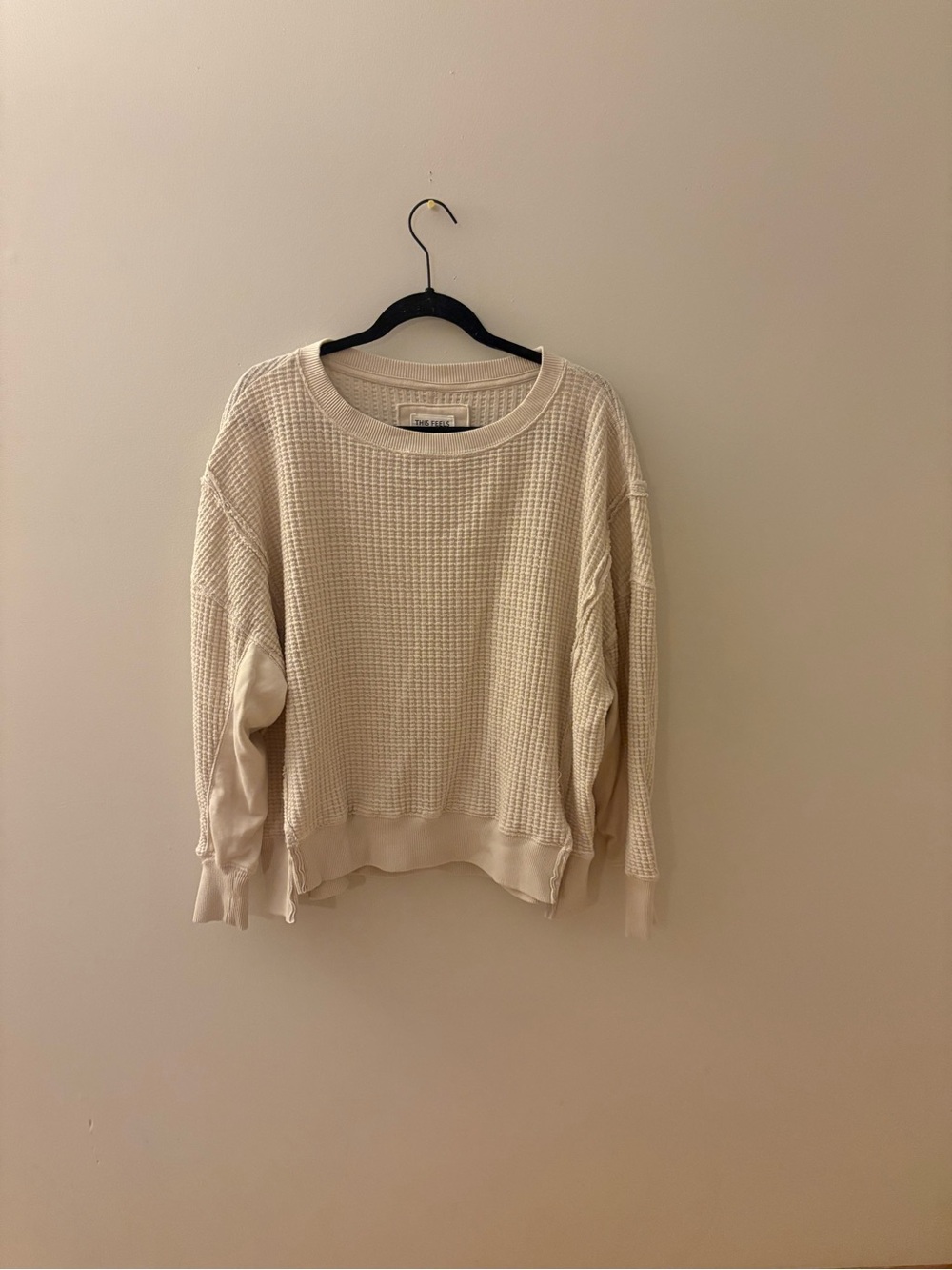 American Eagle Outfitters Waffle Knit Crewneck - Cream